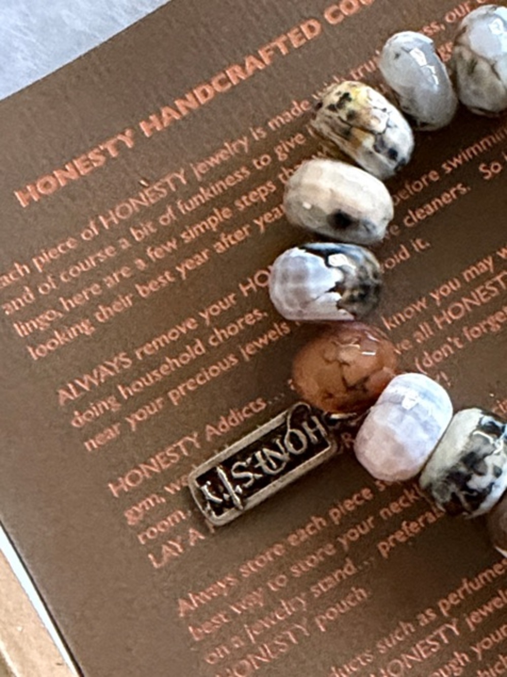 HONESTY beaded stretch bracelet with Satin Drawstring Pouch. - Picture 3 of 4